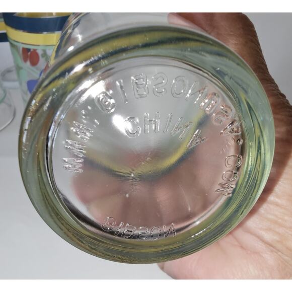 Set Of Four Fruit And Striped Vintage Gibson Glasses Signed Exc CondRetro ESTATE - Picture 6 of 11